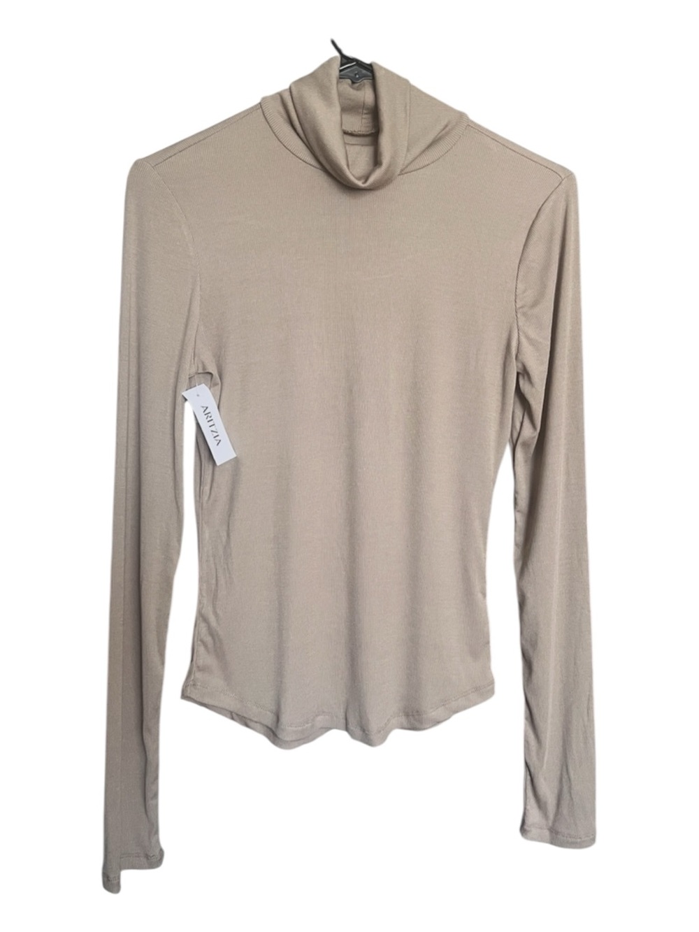 NWT Aritzia Sunday Best Freshman Ribbed Taupe Turtleneck SZ M Minimalist Staple